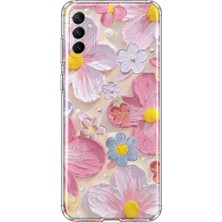 MONOFLEX Samsung Galaxy M52 Uyumlu Pastel Çiçekler Desenli Şeffaf Telefon Kılıfı