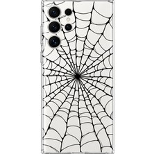 MONOFLEX Samsung Galaxy S25 Ultra Uyumlu Örümce Ağ Desenli Şeffaf Telefon Kılıfı