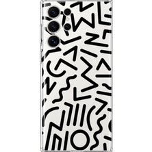 MONOFLEX Samsung Galaxy S22 Ultra Uyumlu Şekiller Desenli Şeffaf Telefon Kılıfı
