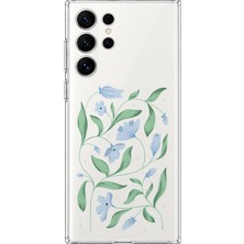 MONOFLEX Samsung Galaxy S23 Ultra Uyumlu Çiçek Desenli Şeffaf Telefon Kılıfı