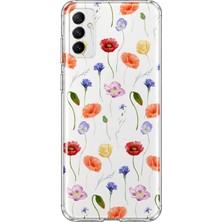 MONOFLEX Samsung Galaxy M52 Uyumlu Kır Çiçekleri Desenli Şeffaf Telefon Kılıfı