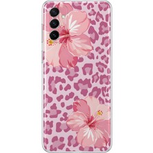 MONOFLEX Samsung Galaxy M13/M23 Uyumlu  Leopar Amber Çiçeği Desenli Şeffaf Telefon Kılıfı