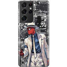 MONOFLEX Samsung Galaxy S21 Ultra Uyumlu Çizgi Roman Kahraman Desenli Şeffaf Telefon Kılıfı