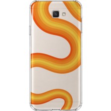 MONOFLEX Samsung Galaxy J7 Prime Uyumlu Turuncu Dalga Desenli Şeffaf Telefon Kılıfı