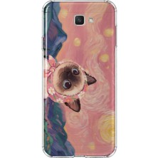 MONOFLEX Samsung Galaxy J7 Prime Uyumlu Yağlı Boya Siyam Kedisi Desenli Şeffaf Telefon Kılıfı