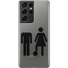MONOFLEX Samsung Galaxy S21 Ultra Uyumlu Ctrl+Her Desenli Şeffaf Telefon Kılıfı