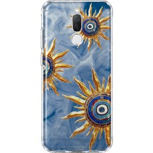 MONOFLEX Huawei Mate 10 Lite Uyumlu Altın Güneş Nazar Desenli Şeffaf Telefon Kılıfı