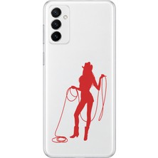 MONOFLEX Samsung Galaxy M13/M23 Uyumlu Kovboy Kız Desenli Şeffaf Telefon Kılıfı