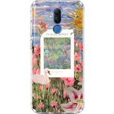 MONOFLEX Huawei Mate 20 Lite Uyumlu Bahçe ve Flamingo Kolaj Desenli Şeffaf Telefon Kılıfı