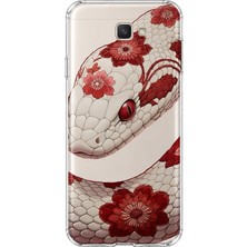 MONOFLEX Samsung Galaxy J7 Prime Uyumlu Yılan Desenli Şeffaf Telefon Kılıfı