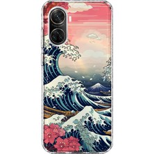 MONOFLEX Huawei Nova 9 Se Uyumlu Kanagava Dalga Desenli Şeffaf Telefon Kılıfı
