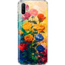 MONOFLEX Huawei P Smart Pro Uyumlu Yağlı Boya Gül Buketi Desenli Şeffaf Telefon Kılıfı