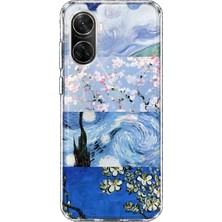 MONOFLEX Huawei Nova 9 Se Uyumlu Sanat Eseri Kolaj Bahar Dalı Desenli Şeffaf Telefon Kılıfı