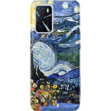 MONOFLEX Oppo A16/A55 Uyumlu Van Gogh Yıldızlı Gece Desenli Şeffaf Telefon Kılıfı