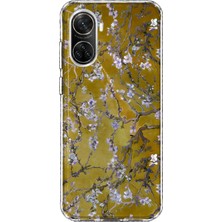 MONOFLEX Huawei Nova 9 Se Uyumlu Badem Çiçeği Dalları Desenli Şeffaf Telefon Kılıfı