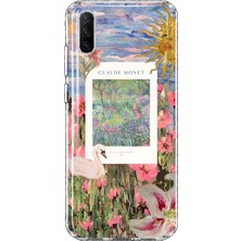 MONOFLEX Huawei P Smart Pro Uyumlu Bahçe ve Flamingo Kolaj Desenli Şeffaf Telefon Kılıfı