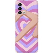MONOFLEX Oppo A74 Uyumlu Kalp Desenli Şeffaf Telefon Kılıfı