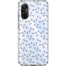 MONOFLEX Huawei Nova 9 Se Uyumlu Beyaz Papatya Desenli Şeffaf Telefon Kılıfı
