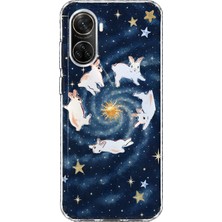 MONOFLEX Huawei Nova 9 Se Uyumlu Uçan Tavşanlar Desenli Şeffaf Telefon Kılıfı