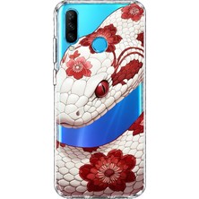 MONOFLEX Huawei P30 Lite Uyumlu Yılan Desenli Şeffaf Telefon Kılıfı