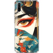 MONOFLEX Huawei P Smart Pro Uyumlu Japon Sanatı Desenli Şeffaf Telefon Kılıfı