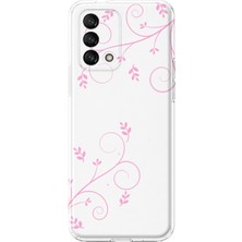 MONOFLEX Oppo A74 Uyumlu Pembe Sarmaşık Desenli Şeffaf Telefon Kılıfı