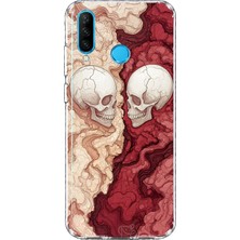 MONOFLEX Huawei P30 Lite Uyumlu Kolaj Desenli Şeffaf Telefon Kılıfı
