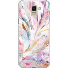 MONOFLEX Samsung Galaxy J6 Uyumlu Fırça Darbeleri Desenli Şeffaf Telefon Kılıfı