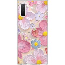 MONOFLEX Samsung Galaxy Note 10 Uyumlu Pastel Çiçekler Desenli Şeffaf Telefon Kılıfı