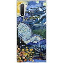 MONOFLEX Samsung Galaxy Note 10 Uyumlu Van Gogh Yıldızlı Gece Desenli Şeffaf Telefon Kılıfı