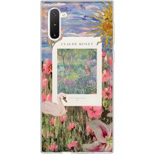 MONOFLEX Samsung Galaxy Note 10 Uyumlu Bahçe ve Flamingo Kolaj Desenli Şeffaf Telefon Kılıfı