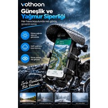 Pileli Store Şarjlı Motosiklet Telefon Tutucu Güneş ve Yağmur Korumalı 15W Kablosuz 360° Döner Gidon ve A