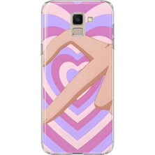 MONOFLEX Samsung Galaxy J6 Uyumlu Kalp Desenli Şeffaf Telefon Kılıfı