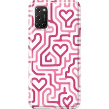 MONOFLEX Oppo A52/72/92 Uyumlu Pembe Kalpli Labirent Desenli Şeffaf Telefon Kılıfı
