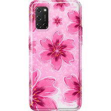 MONOFLEX Oppo A52/72/92 Uyumlu Sakura Kiraz Çiçeği Desenli Şeffaf Telefon Kılıfı