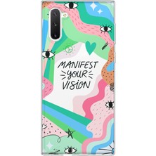 MONOFLEX Samsung Galaxy Note 10 Uyumlu Manifest Your Vision Desenli Şeffaf Telefon Kılıfı