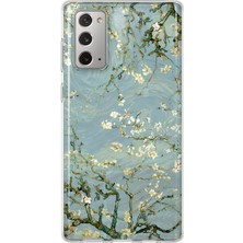 MONOFLEX Samsung Galaxy Note 20 Uyumlu Van Gogh Badem Çiçeği Dalları Desenli Şeffaf Telefon Kılıfı