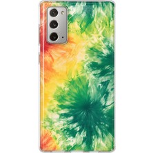MONOFLEX Samsung Galaxy Note 20 Uyumlu Yeşil Turuncu Batik Desenli Şeffaf Telefon Kılıfı