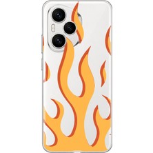 MONOFLEX Honor 400 Pro 5g Uyumlu Turuncu Alev Desenli Şeffaf Telefon Kılıfı