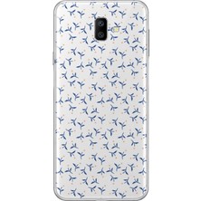 MONOFLEX Samsung Galaxy J6 Plus Uyumlu Beyaz Papatya Desenli Şeffaf Telefon Kılıfı
