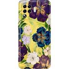 MONOFLEX Oppo Reno 5 Lite Uyumlu Çiçekler Desenli Şeffaf Telefon Kılıfı