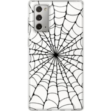 MONOFLEX Samsung Galaxy Note 20 Uyumlu Örümce Ağ Desenli Şeffaf Telefon Kılıfı