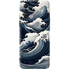 MONOFLEX Oppo A74 Uyumlu Japon Deniz Dalgası Desenli Şeffaf Telefon Kılıfı
