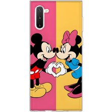MONOFLEX Samsung Galaxy Note 10 Uyumlu Mickey Minnie Desenli Şeffaf Telefon Kılıfı
