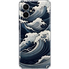 MONOFLEX Honor 400 Uyumlu Japon Deniz Dalgası Desenli Şeffaf Telefon Kılıfı