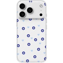 MONOFLEX iPhone 18 Pro Max Uyumlu Nazar Boncuğu ve Kalp Desenli Şeffaf Telefon Kılıfı