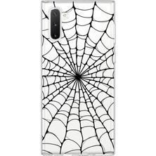 MONOFLEX Samsung Galaxy Note 10 Uyumlu Örümce Ağ Desenli Şeffaf Telefon Kılıfı
