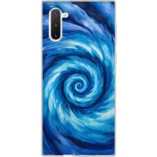 MONOFLEX Samsung Galaxy Note 10 Uyumlu Mavi Spiral Dalga Desenli Şeffaf Telefon Kılıfı