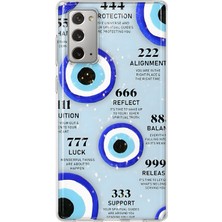 MONOFLEX Samsung Galaxy Note 20 Uyumlu Nazar Melek Sayıları Desenli Şeffaf Telefon Kılıfı
