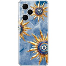 MONOFLEX Honor 400 Pro 5g Uyumlu Altın Güneş Nazar Desenli Şeffaf Telefon Kılıfı